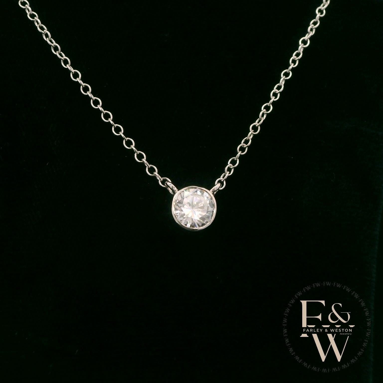 9ct White Single Stone Moissanite Necklace