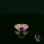 Keltischer Ring aus 9 Karat Gelbgold mit Amethyst und Zirkonia (einzelner Stein)