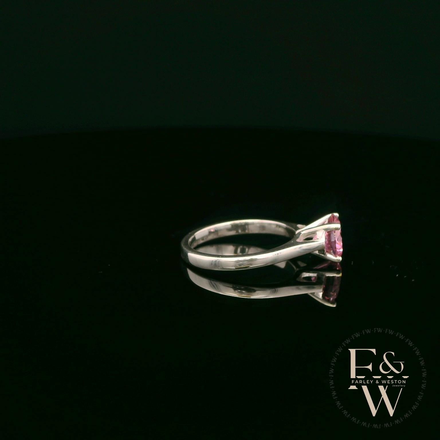 Sterling Silver Pink CZ Solitaire Ring
