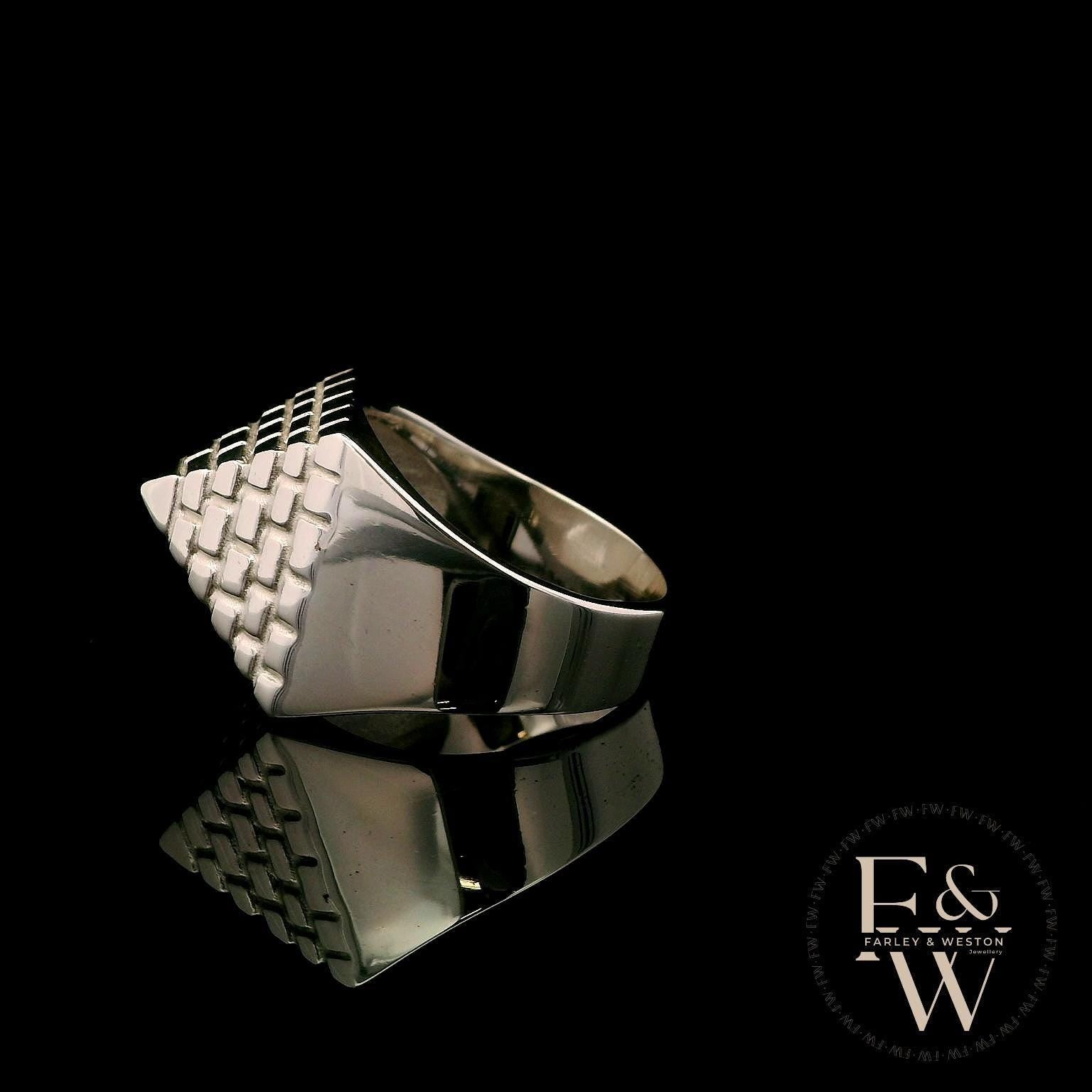 Heavy Silver Textured Pyramid Ring