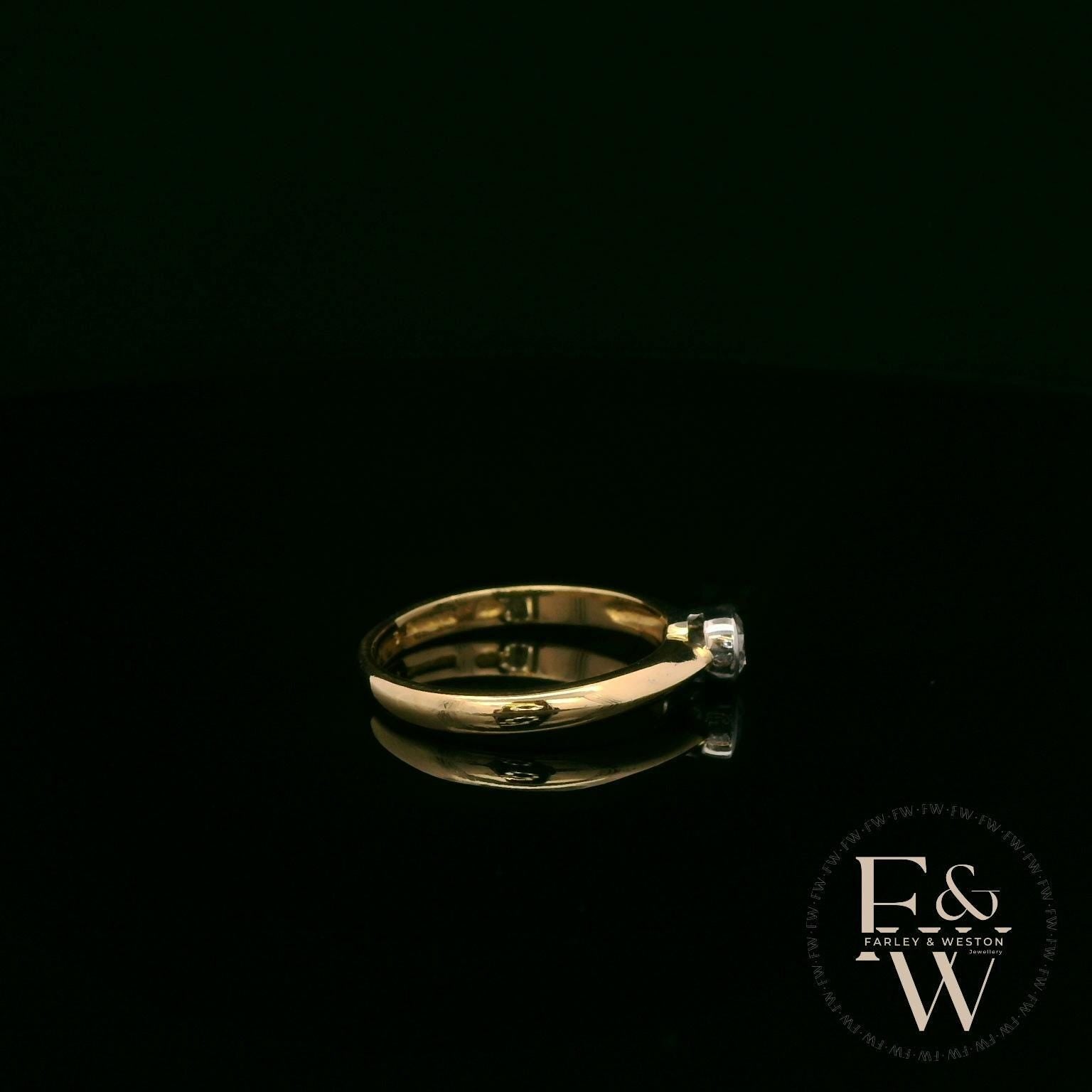 18ct White and Yellow Gold Round-Cut Solitaire Diamond Ring