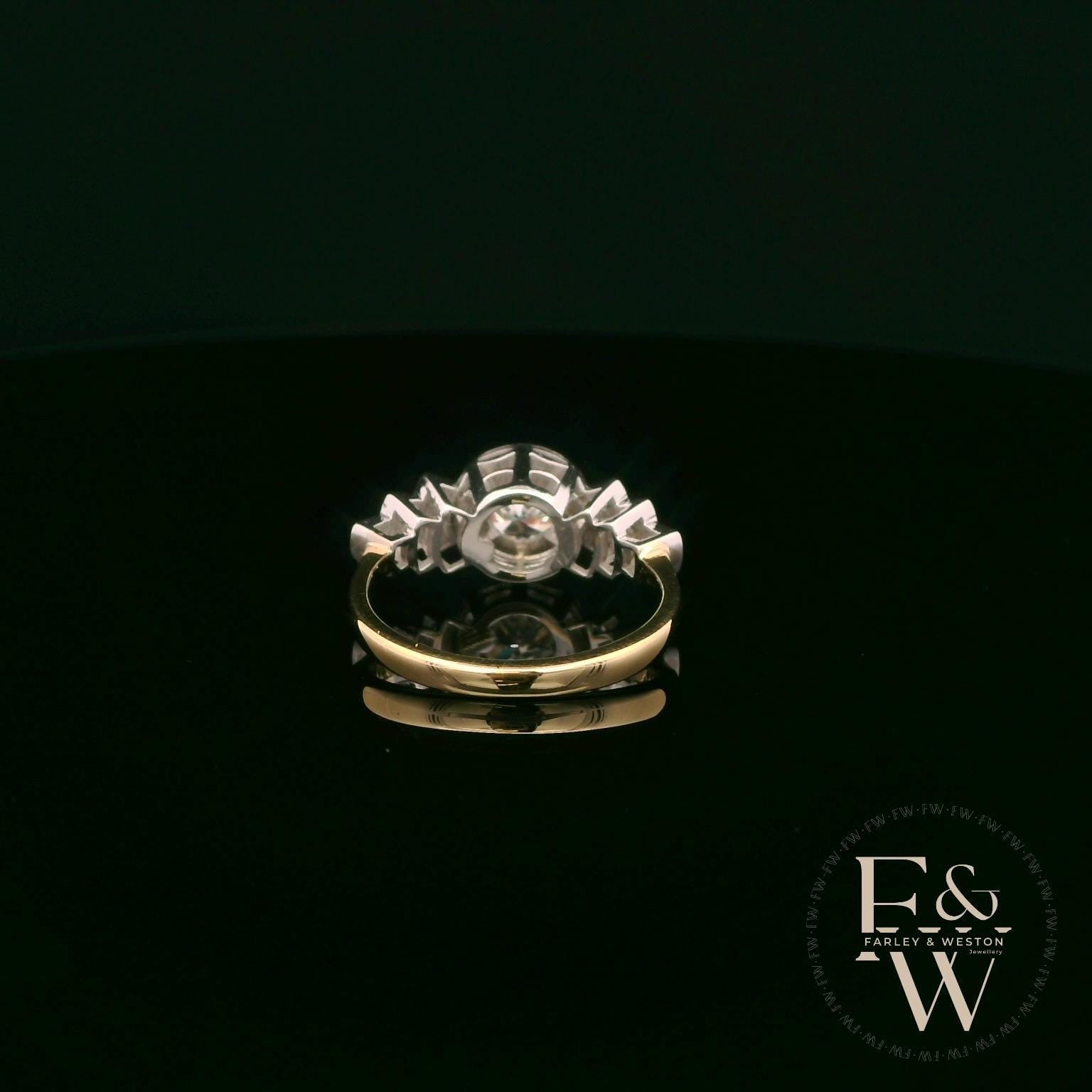 18ct White & Yellow Gold Multi-Stone Diamond Art Deco Ring