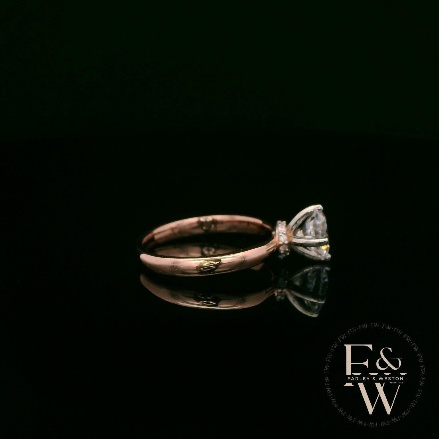9ct Rose Gold Lab Grown Diamond Single Stone with Bezel Set Head Ring