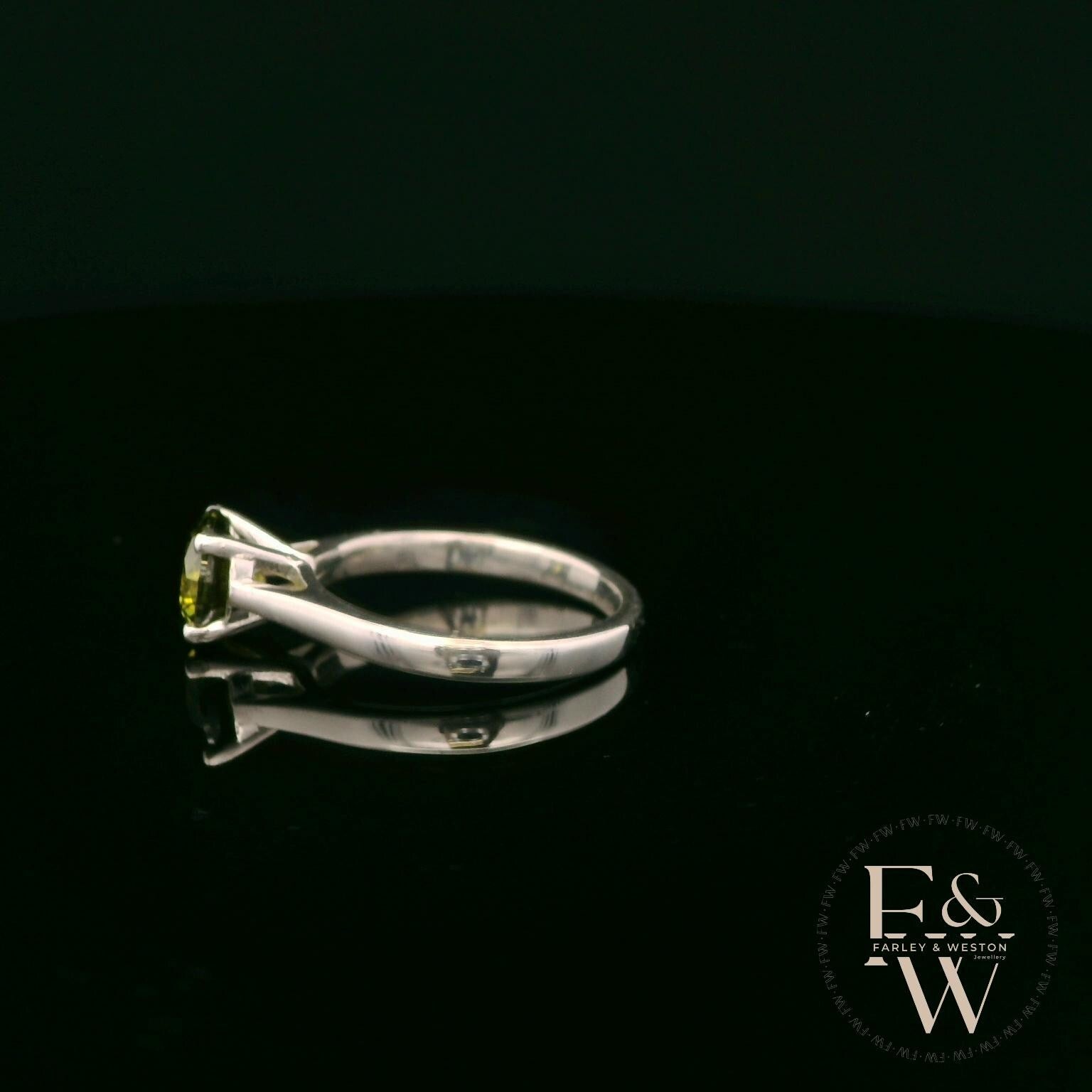 Sterling Silver Peridot CZ Single Stone Ring