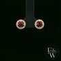18ct Yellow Gold Round-Cut Ruby & Diamond Studs