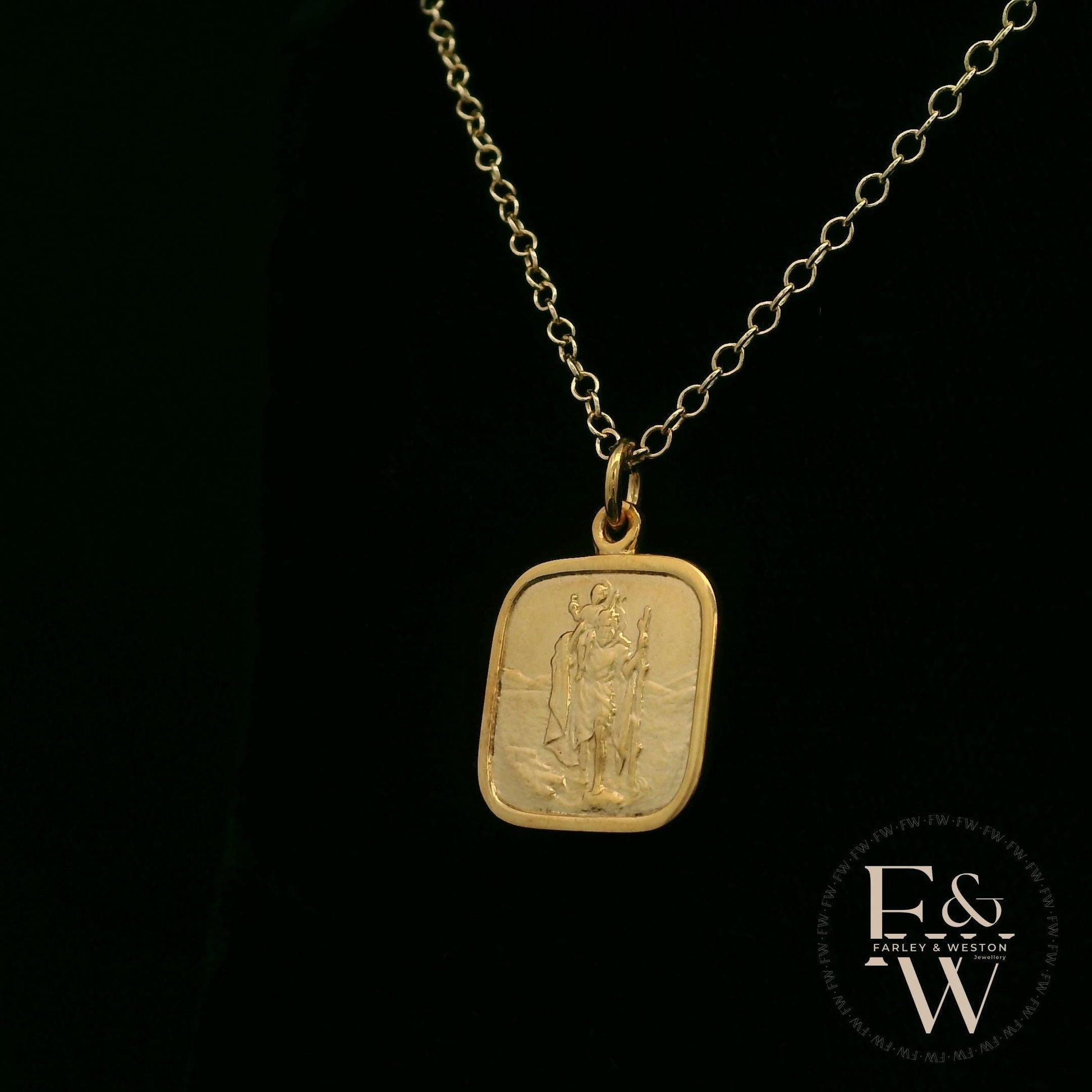 9ct Solid Yellow Gold Saint Christopher Pendant