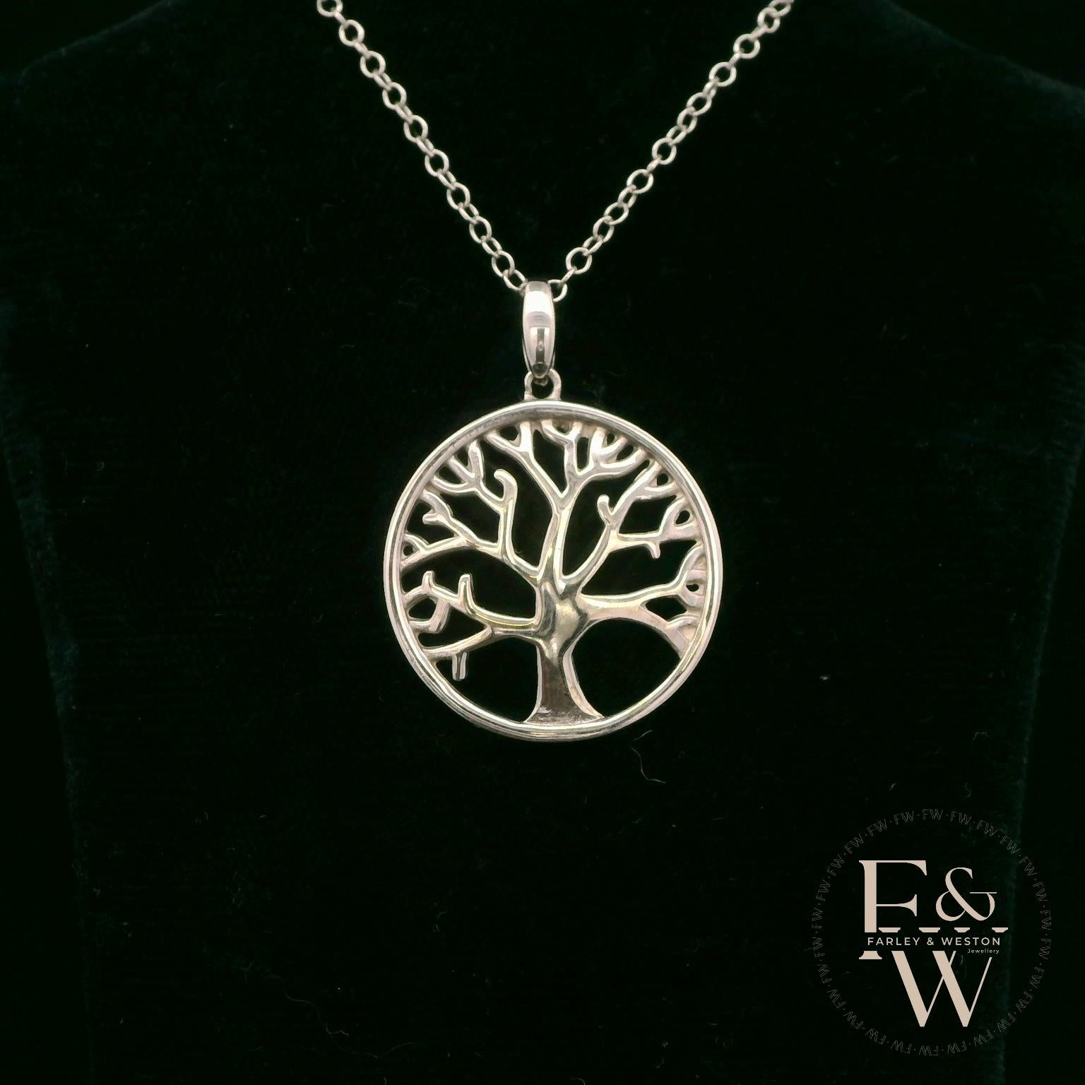9ct White Gold Tree of Life Pendant