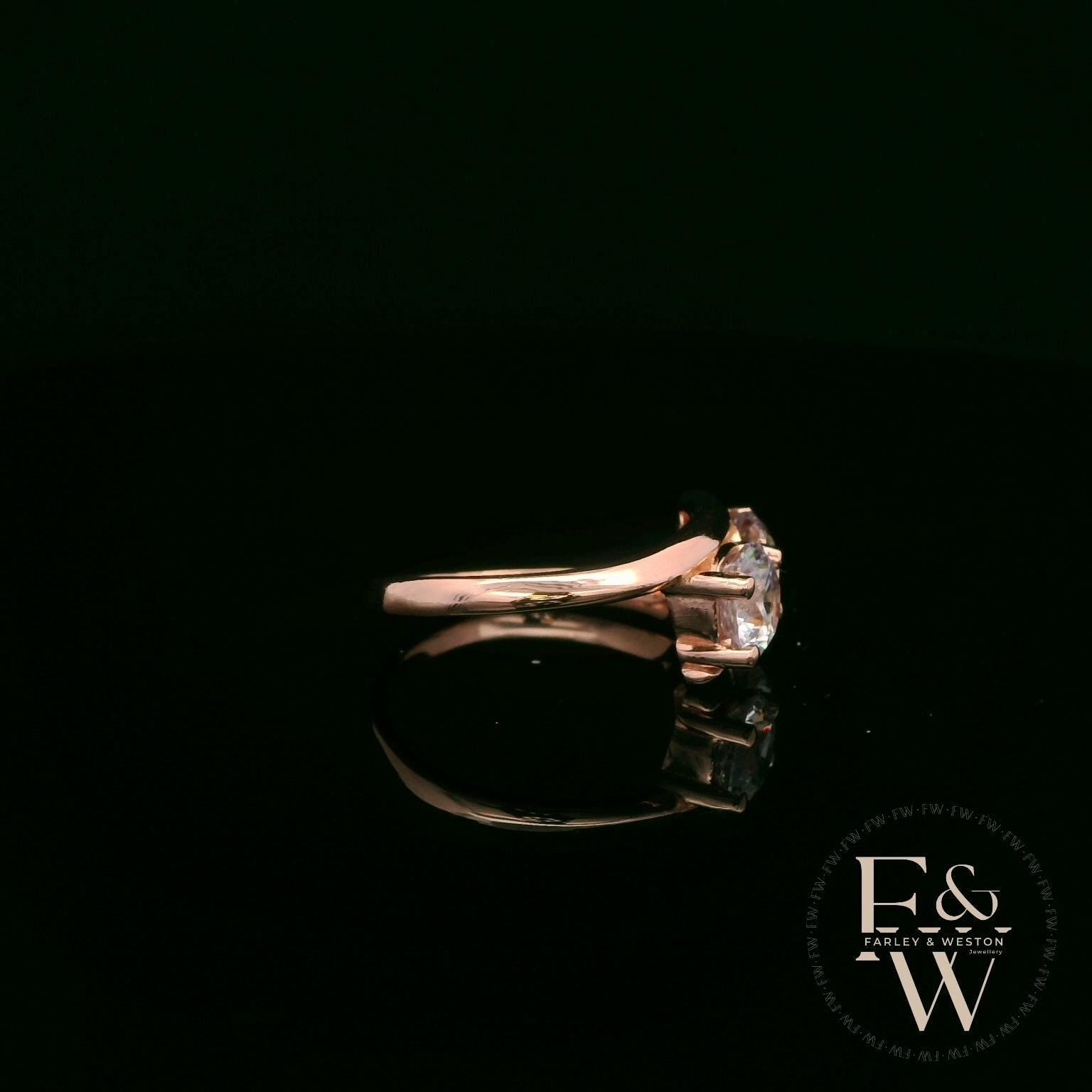 Double Moissanite & 9ct Rose Gold Ring