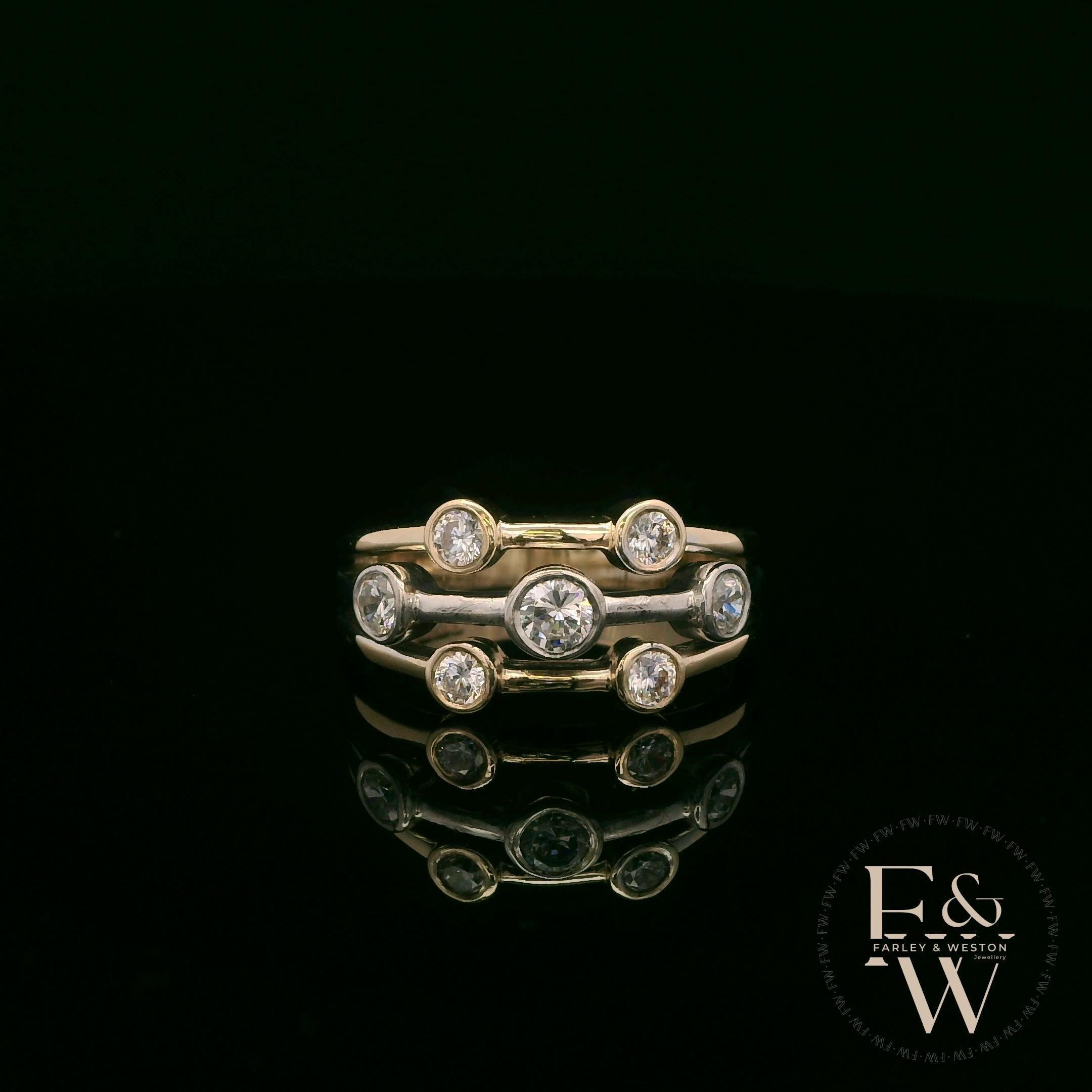 Diamond Unique 9ct Yellow and White Gold Raindance Ring
