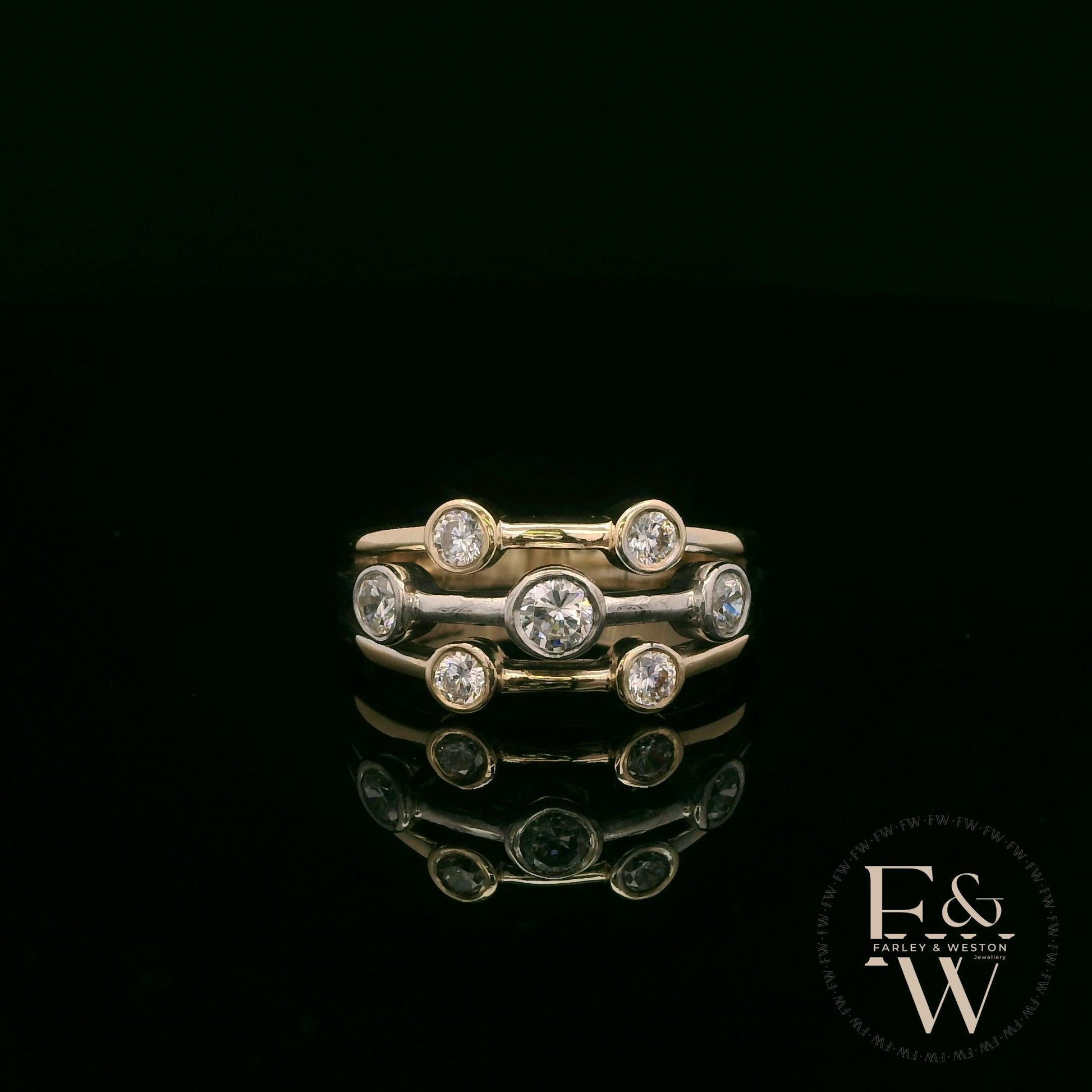 Diamond Unique 9ct Yellow and White Gold Raindance Ring