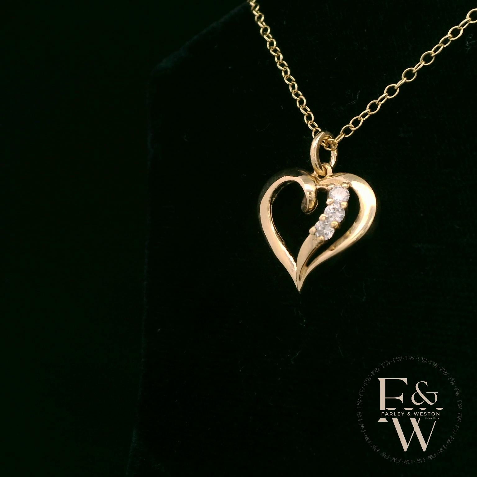 9ct Yellow Gold Small White Moissanite Heart Pendant
