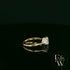 Lab Grown Aqua and Diamond 9ct Yellow Trilogy Ring