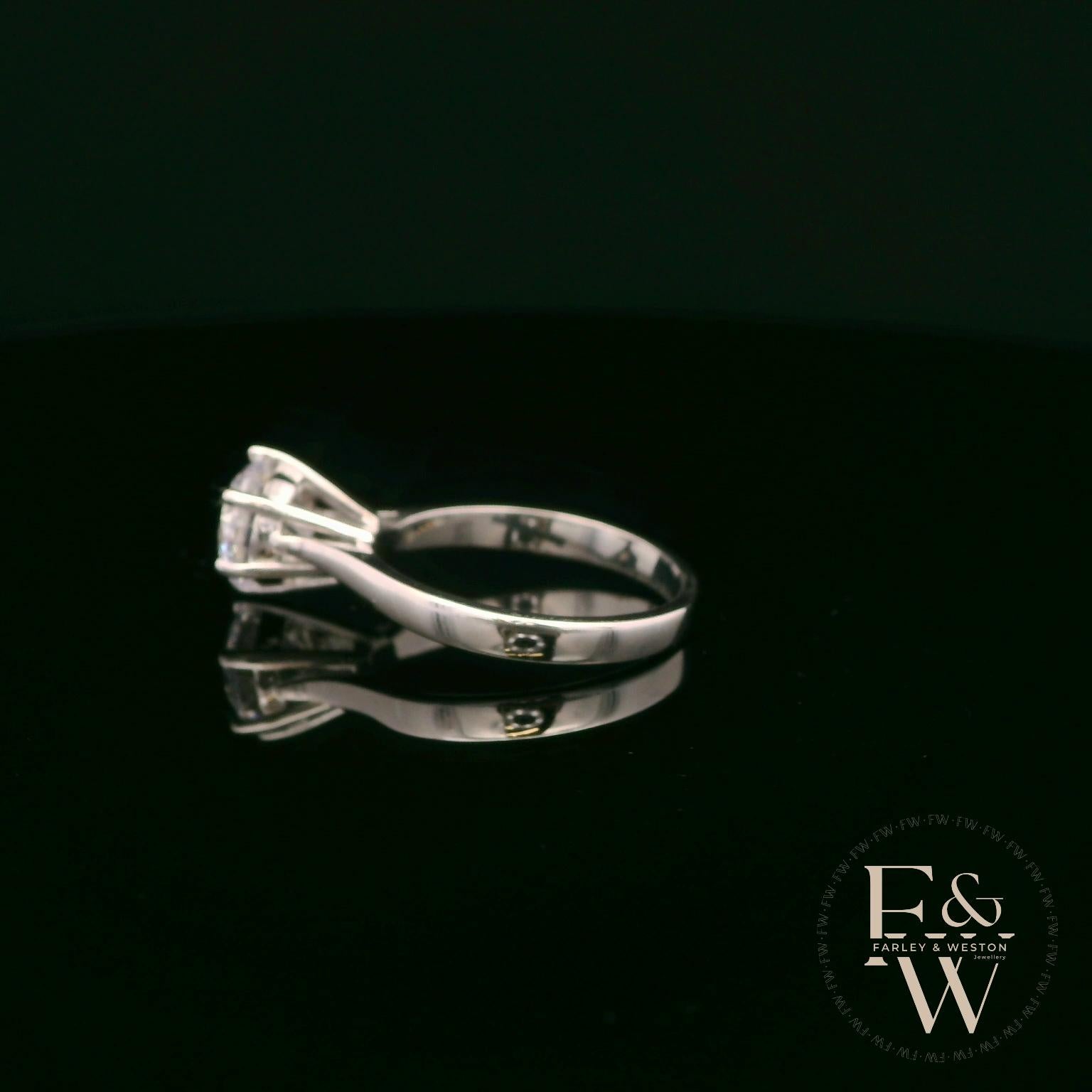 9ct White Gold and White Moissanite Single Stone Ring