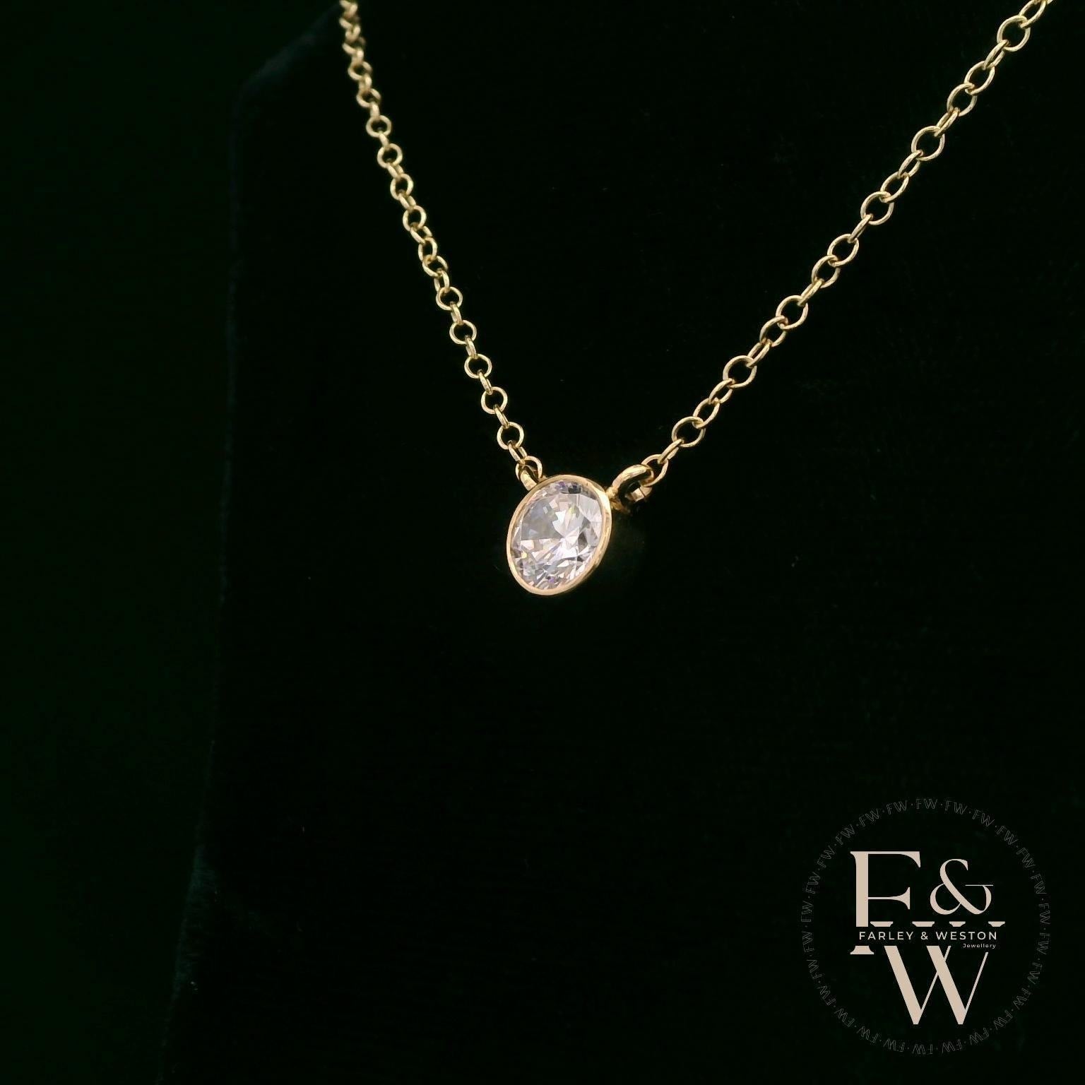 9ct Yellow Single Stone Lab Grown Diamond Necklace