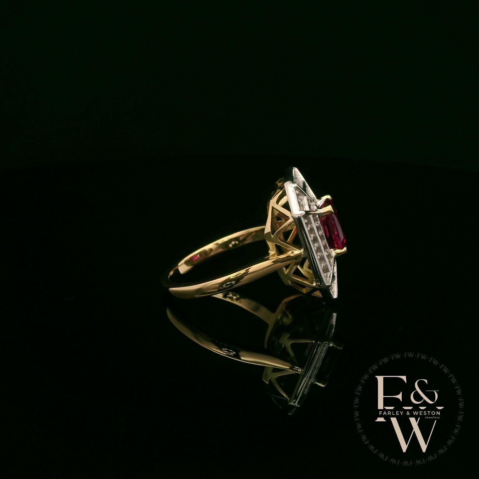 18ct White and Yellow Gold Burmese Ruby & Diamond Ring