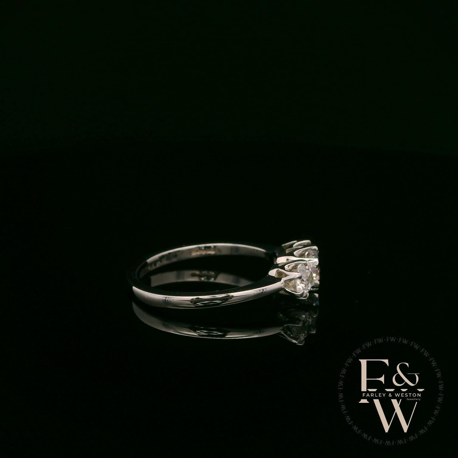 9ct White Gold & Three Stone Moissanite Ring