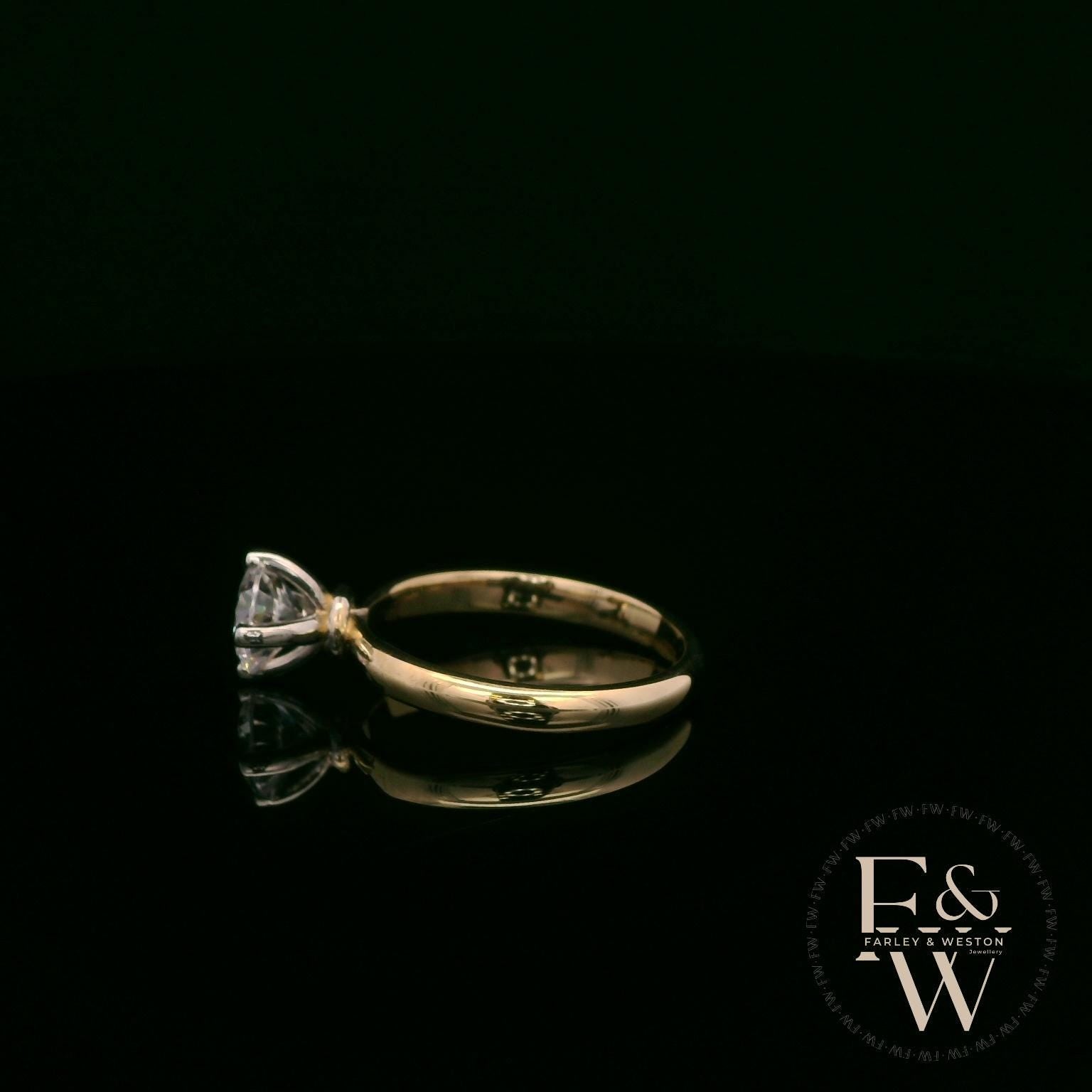 Solitaire Moissanite & 9ct Yellow Gold Engagement Ring