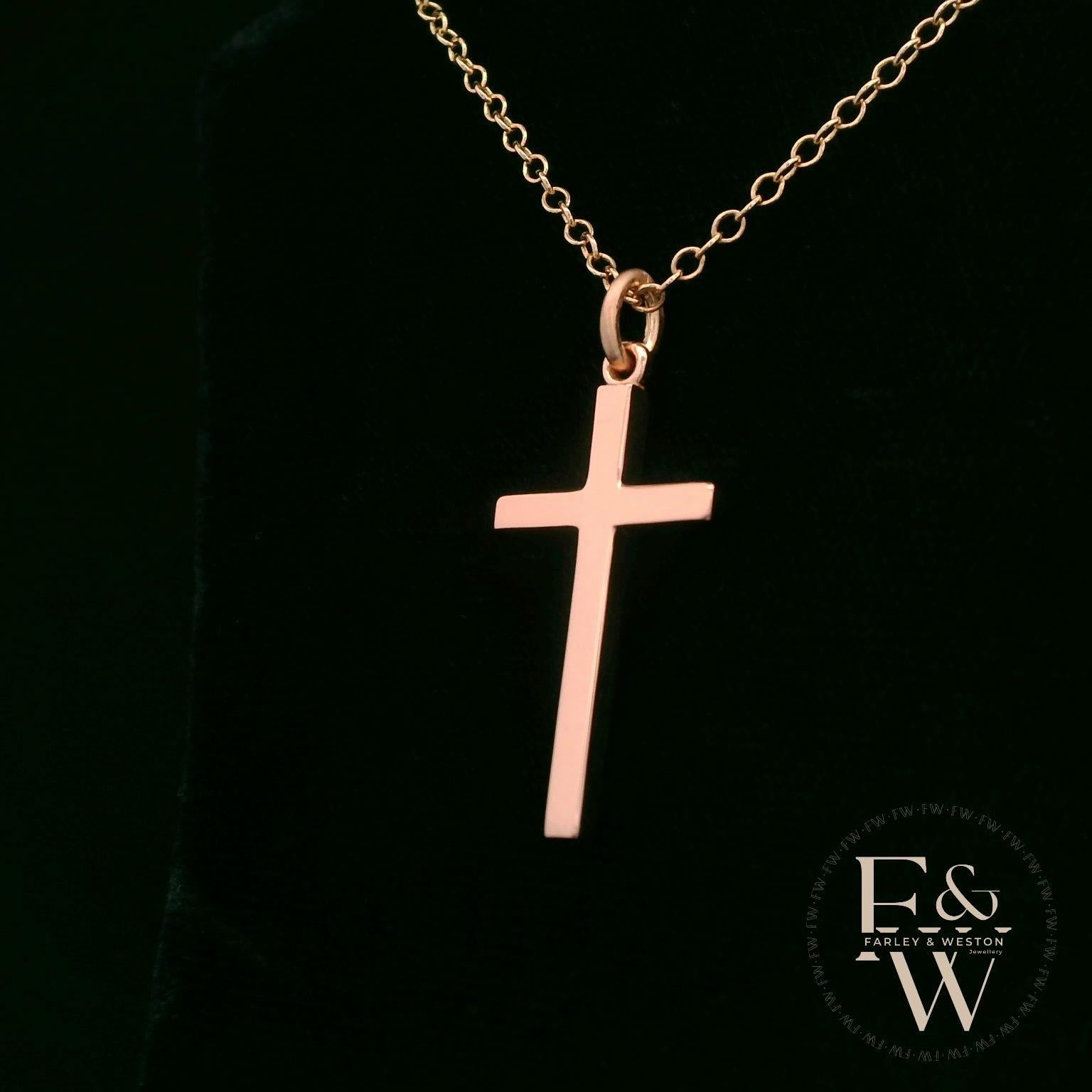 9ct Rose Gold Cross Pendant
