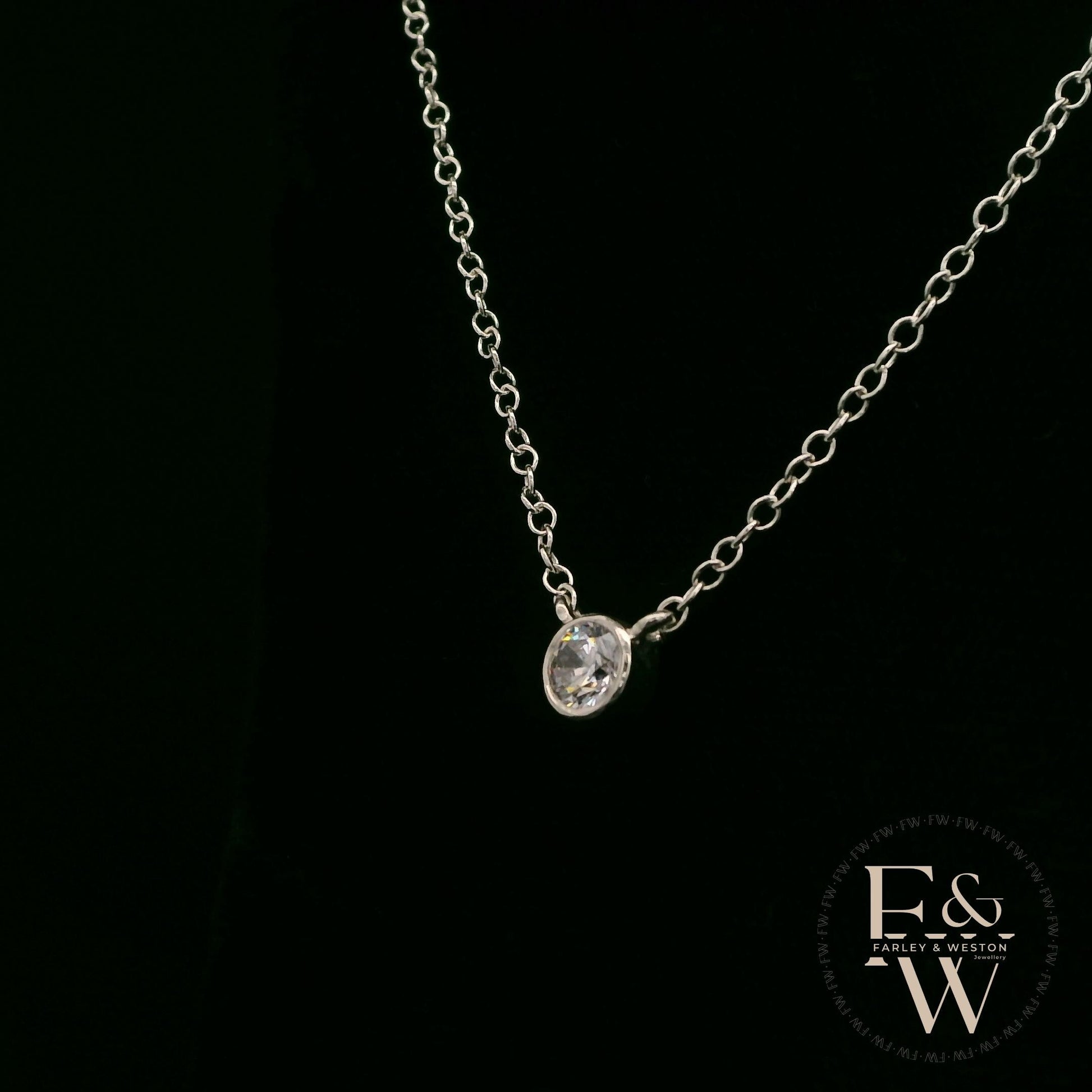 Sterling Silver Single Stone White Moissanite Necklace