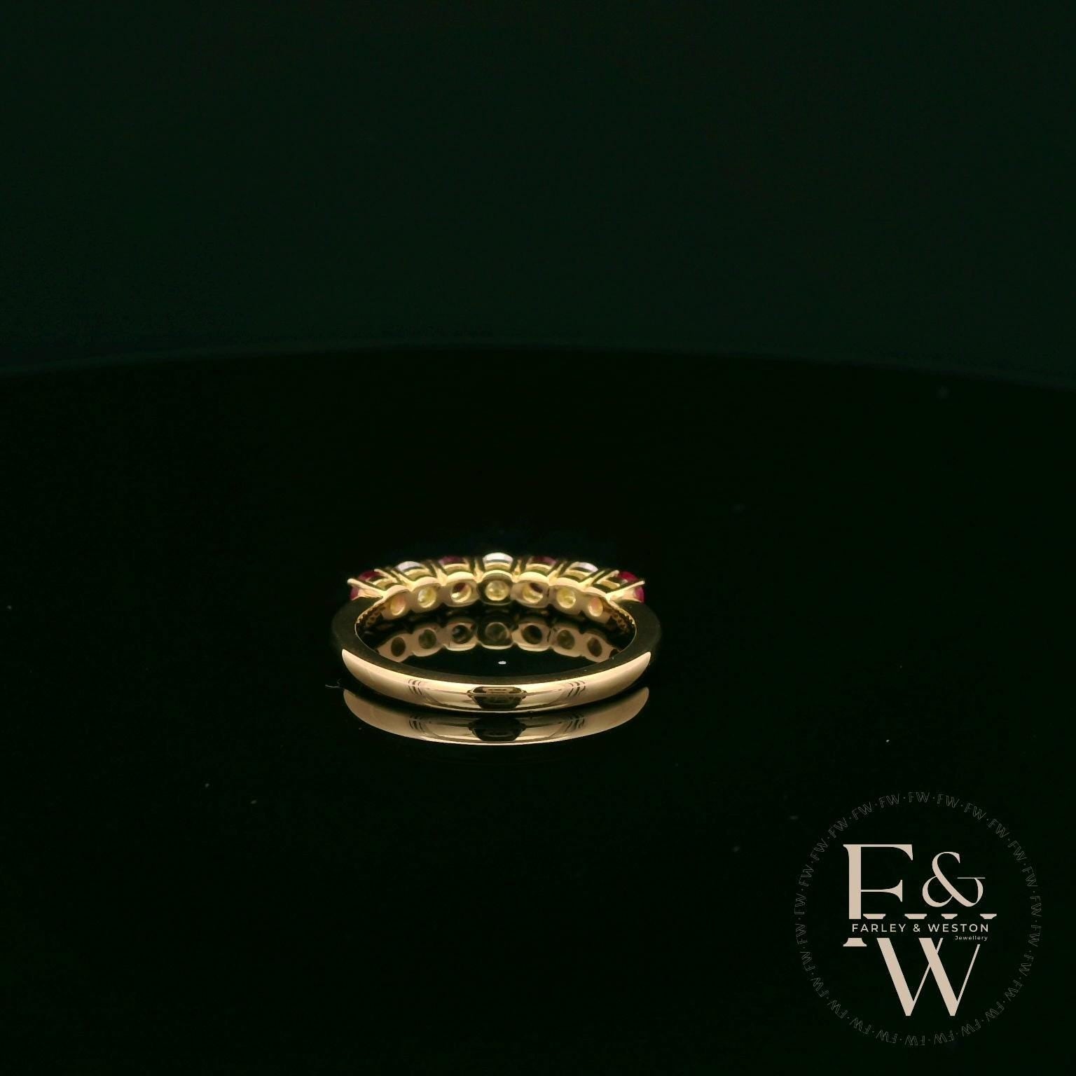 18ct Yellow Gold Round-Cut Ruby & Diamond Ring