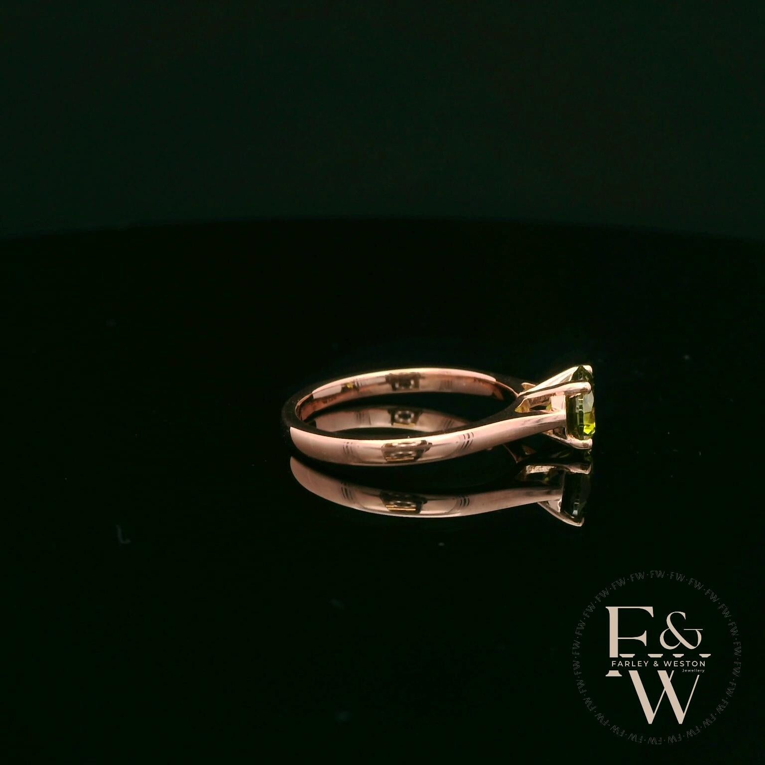 9ct Rose Gold Peridot CZ Solitaire Ring
