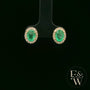 18ct Yellow Gold Oval-Cut Emerald & Diamond Studs