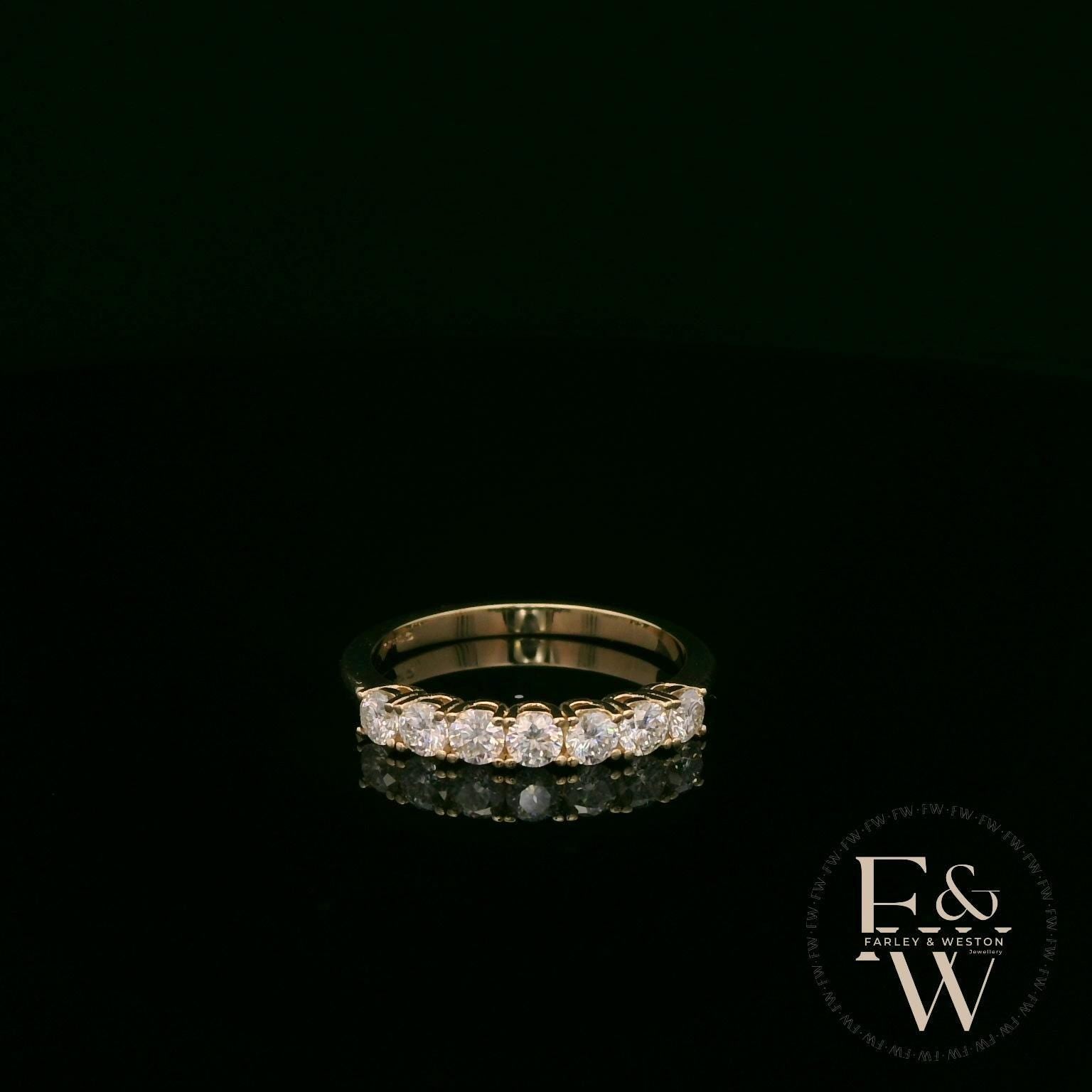 Moissanite & 9ct Yellow Gold Half-Eternity Ring