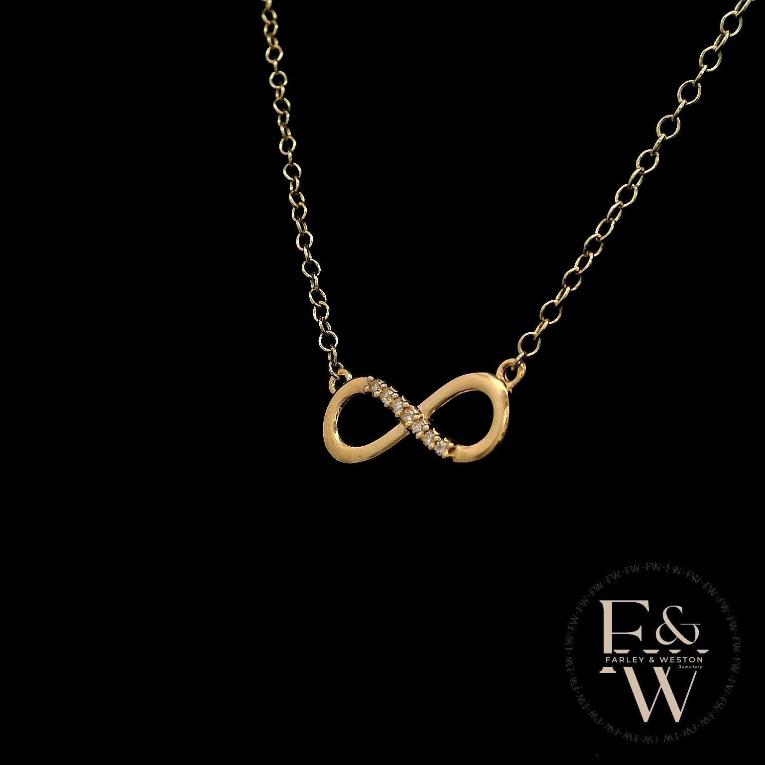 9ct Yellow Gold Infinity Moissanite Pendant