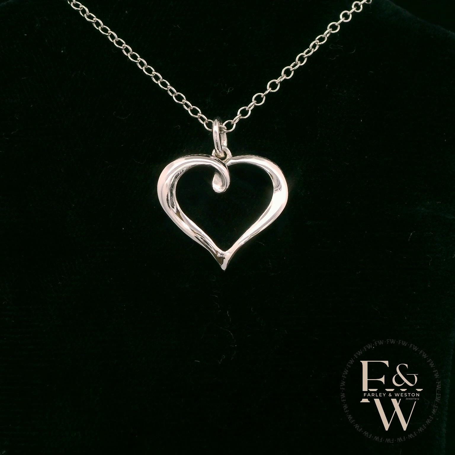 9ct White Gold Small Plain Heart Pendant