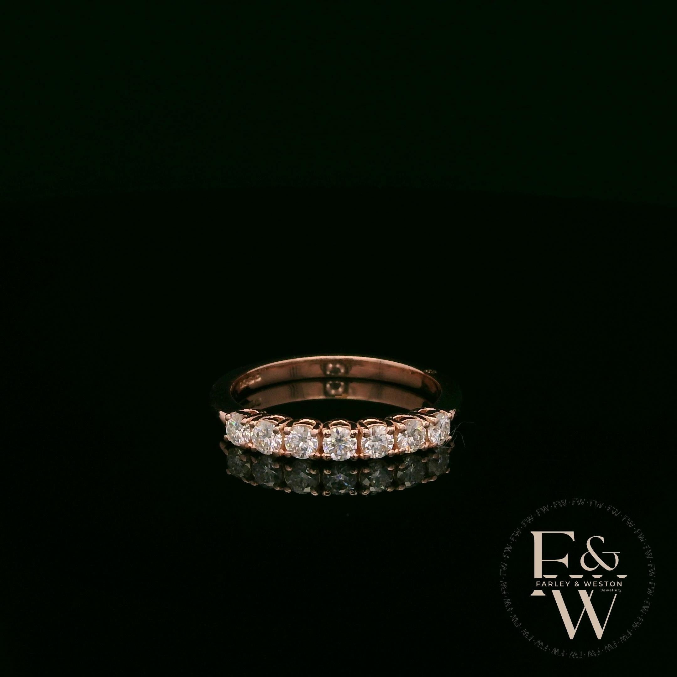 9ct Rose Gold White Moissanite Half Eternity Ring