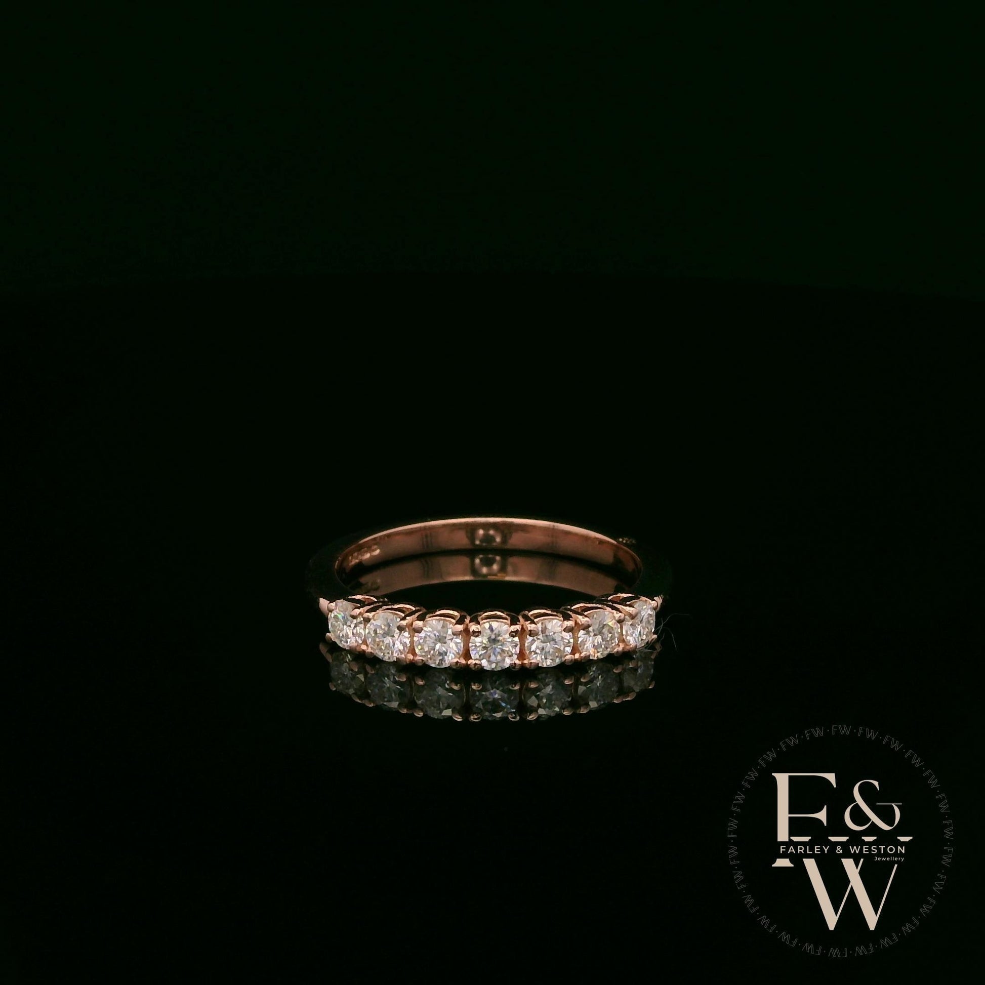 9ct Rose Gold White Moissanite Half Eternity Ring