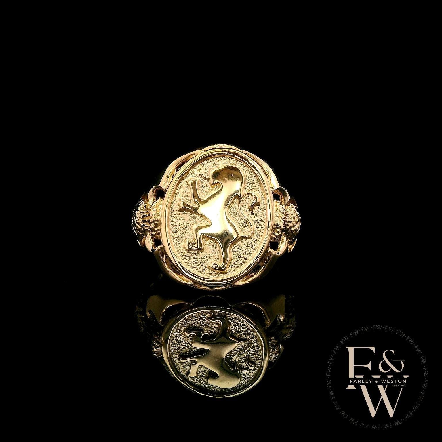9ct Yellow Gold Royal Lion Signet Ring