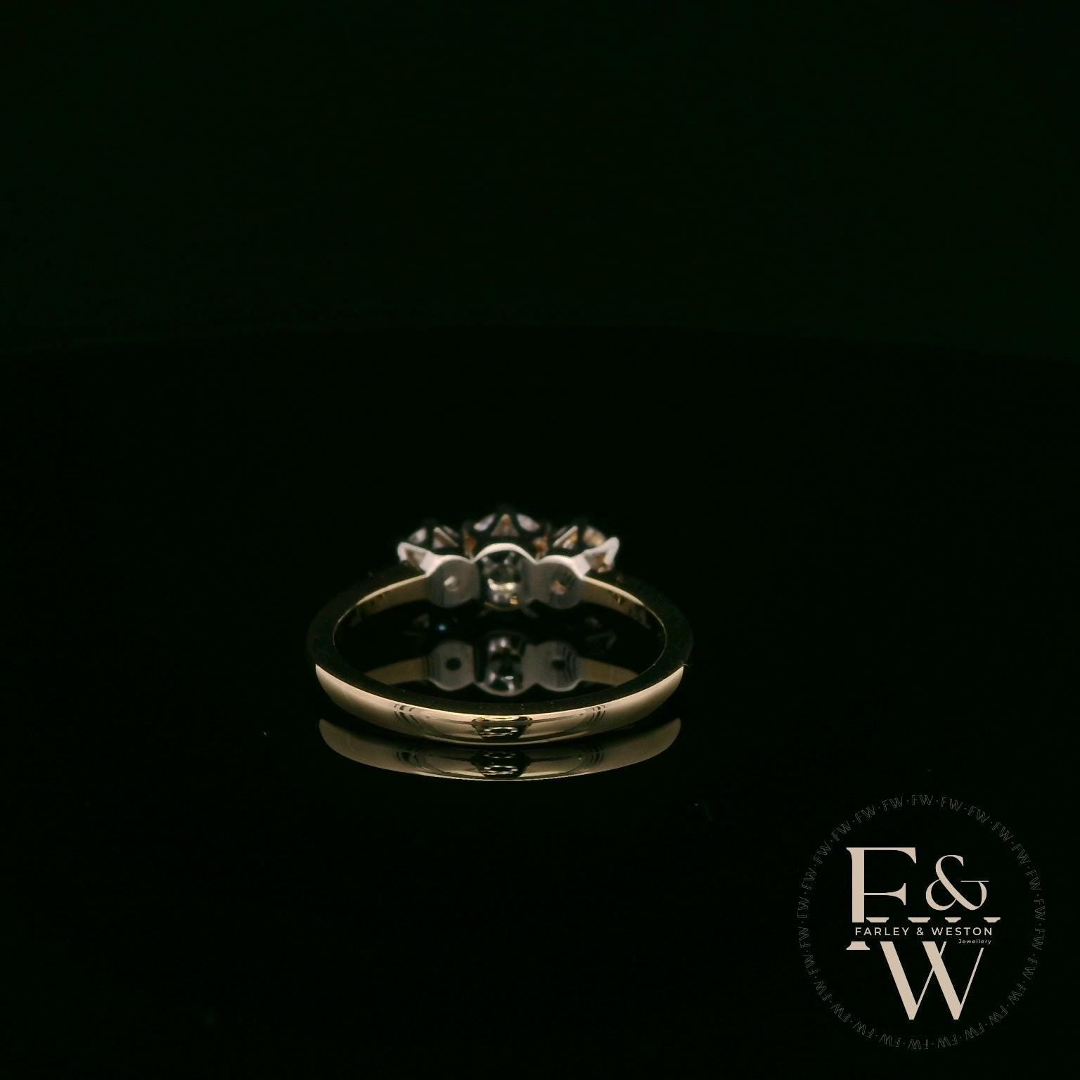 9ct Yellow Gold & Three Stone Moissanite Ring