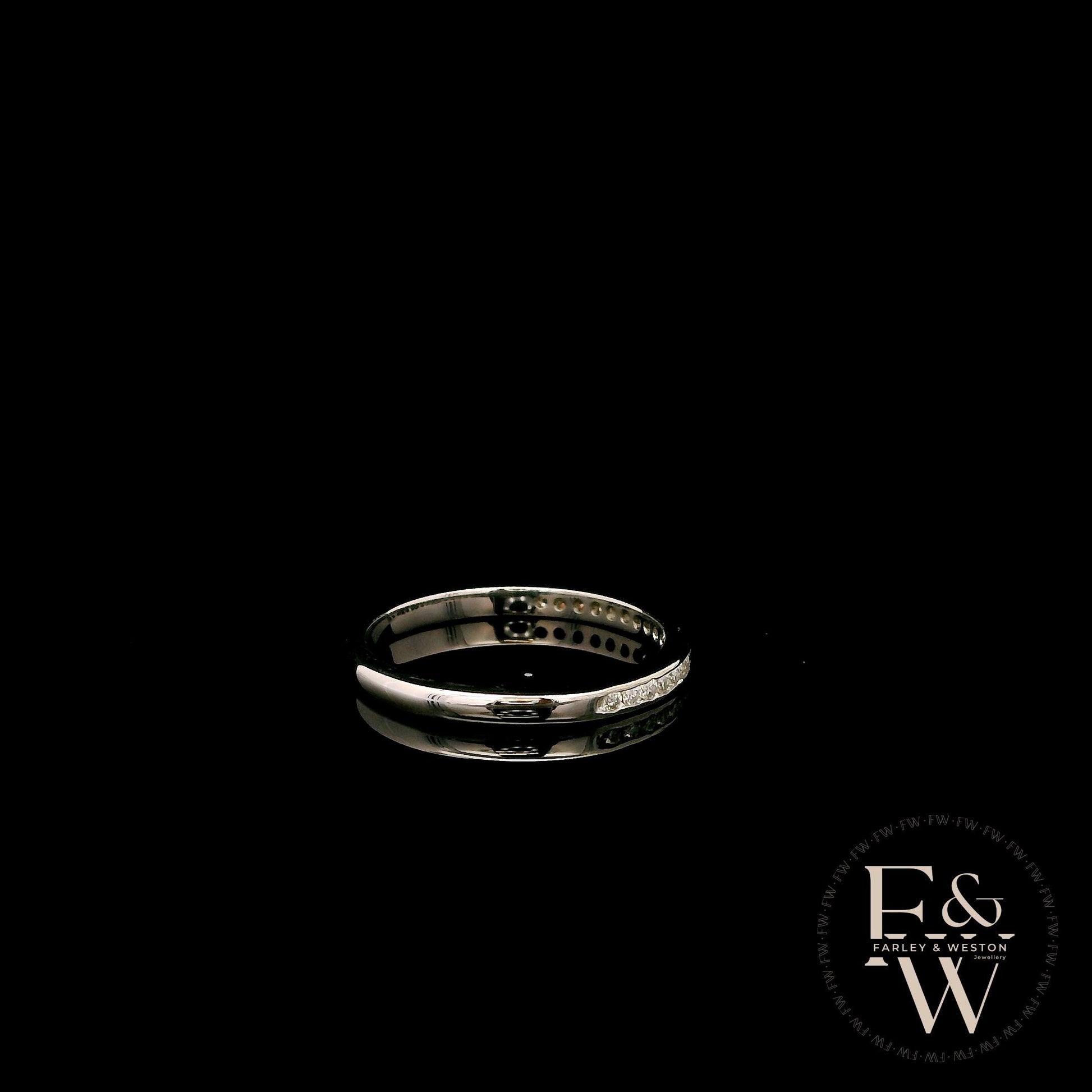 9ct White Gold Channel Set White Moissanite Half-Eternity Ring