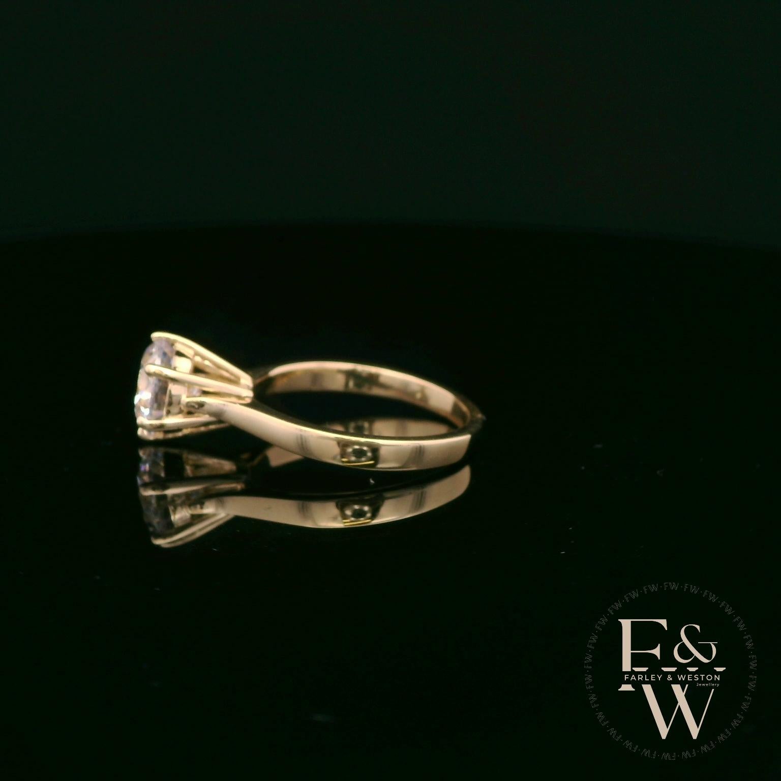 9ct Yellow Gold and White Moissanite Single Stone Ring