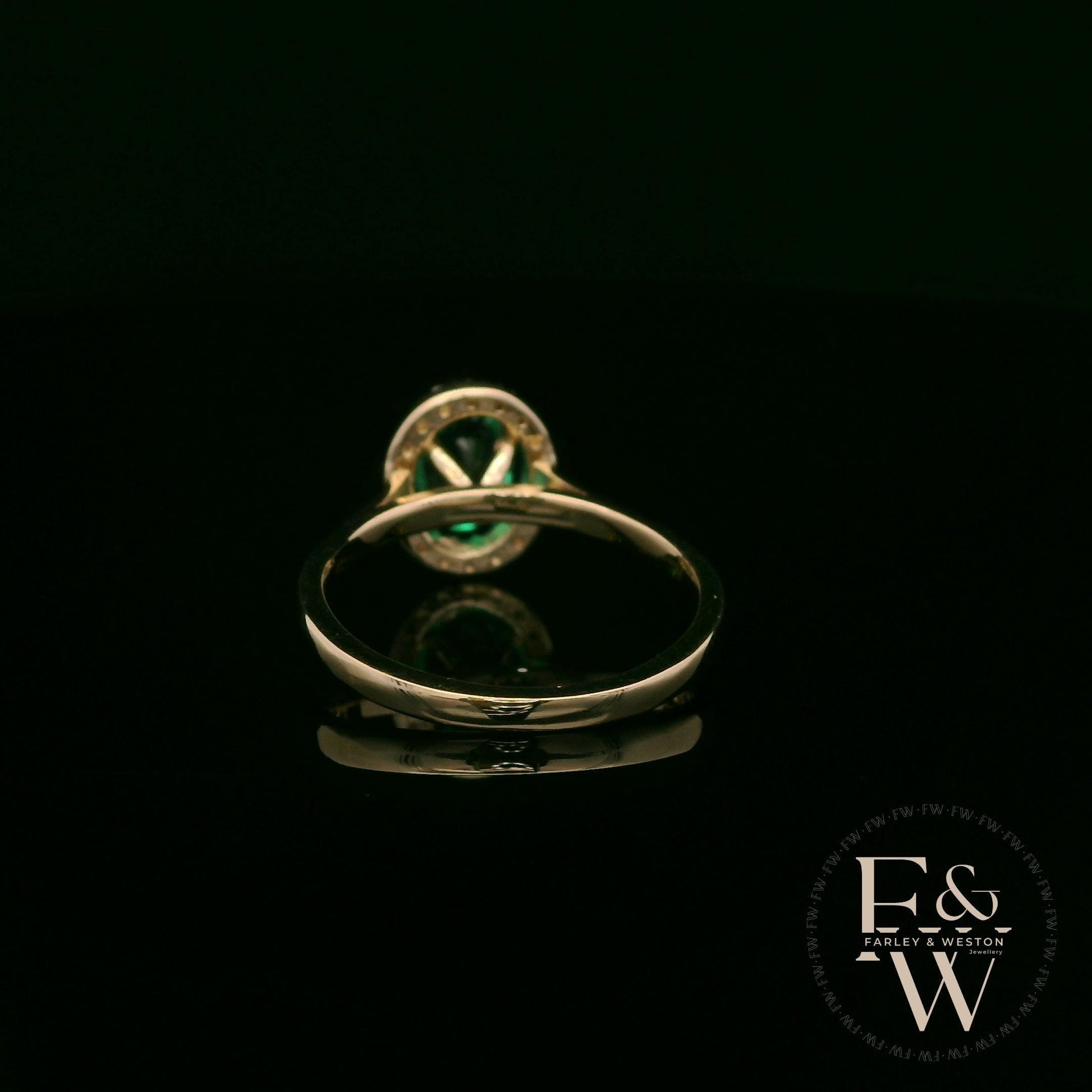 Lab Grown Emerald and Diamond 9ct Yellow Gold Cluster Ring