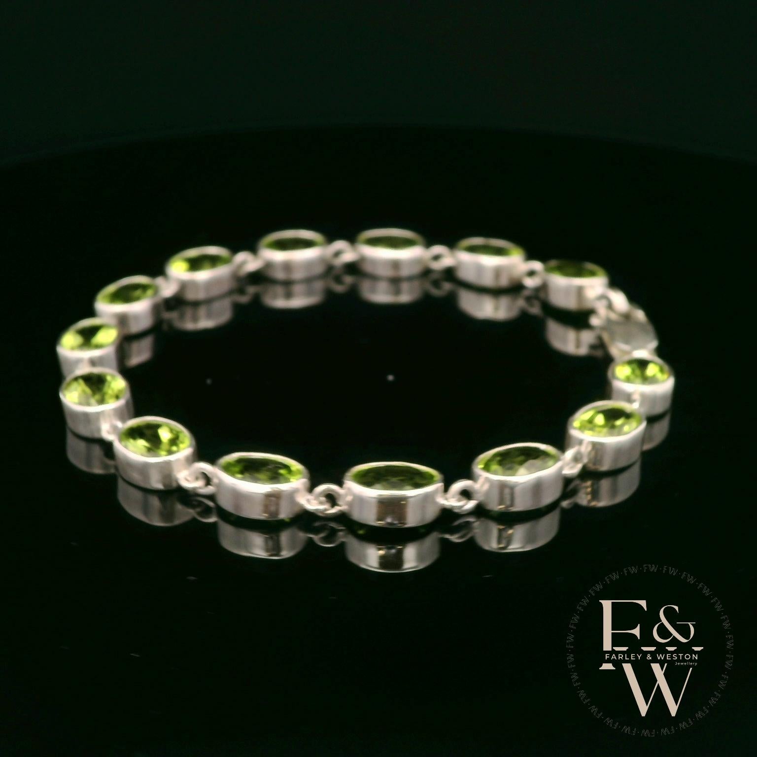 Sterling Silver Oval Peridot Bracelet