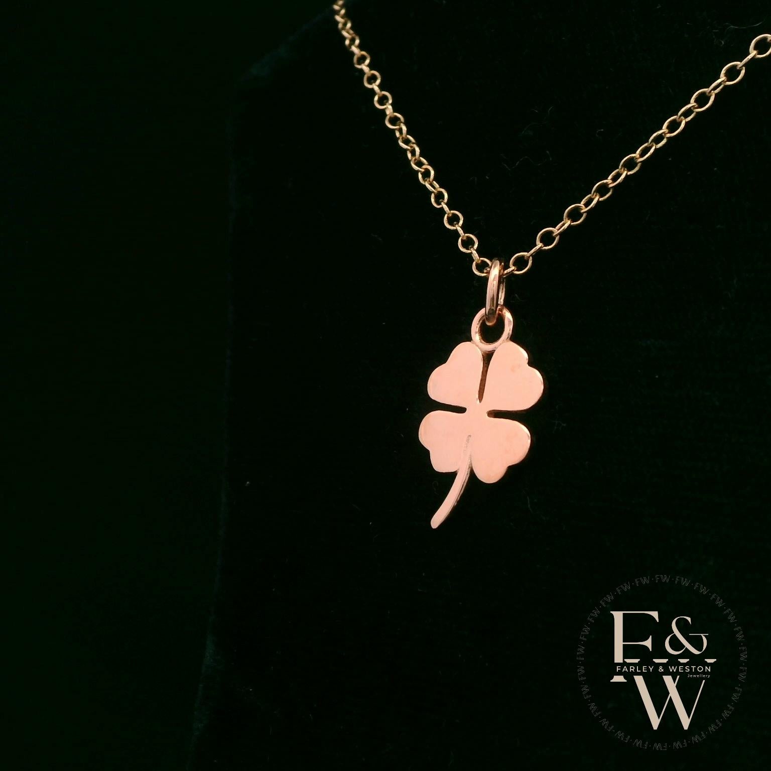 9ct Rose Gold 4 Leaf Clover Pendant