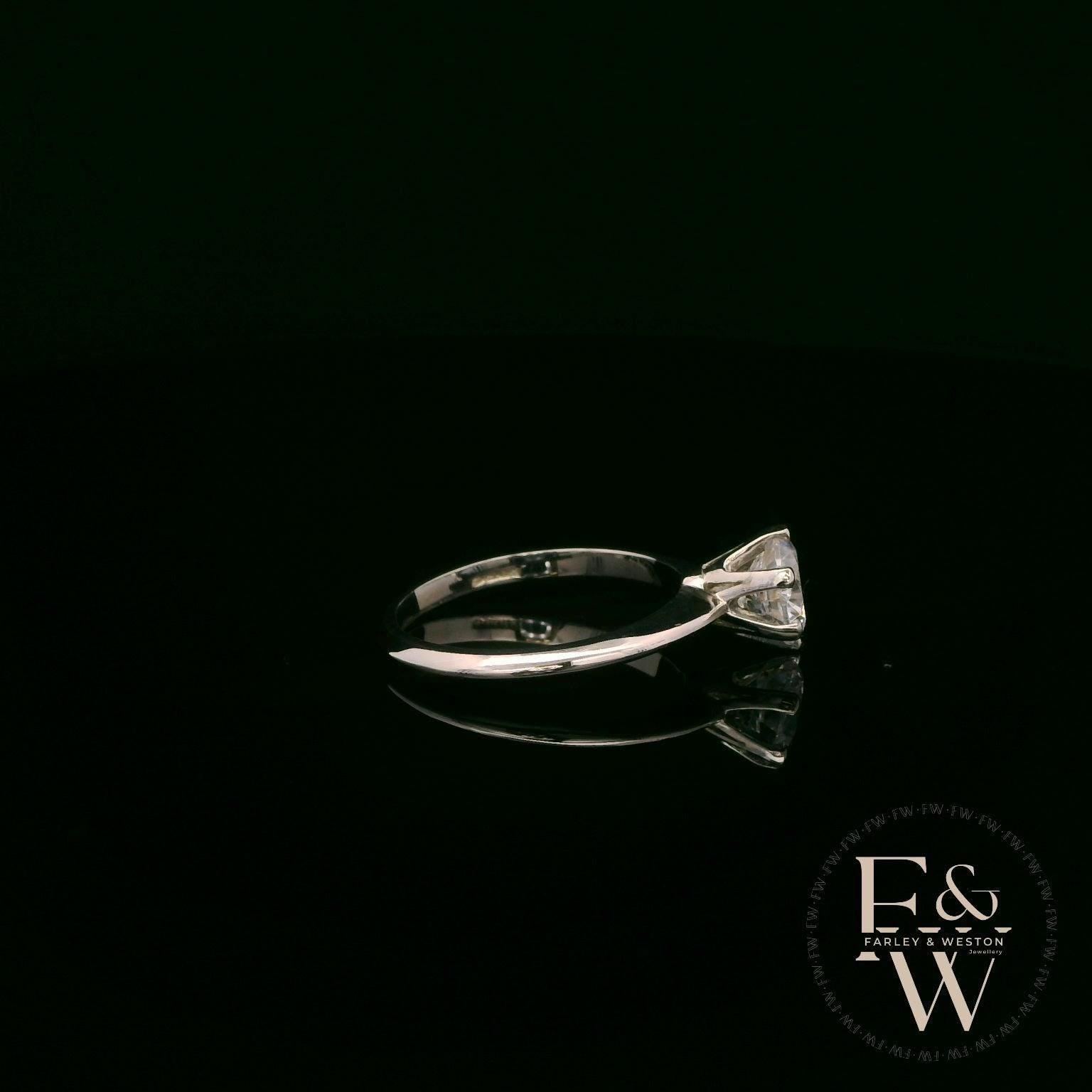 Solitaire Moissanite & 9ct White Gold Engagement Ring