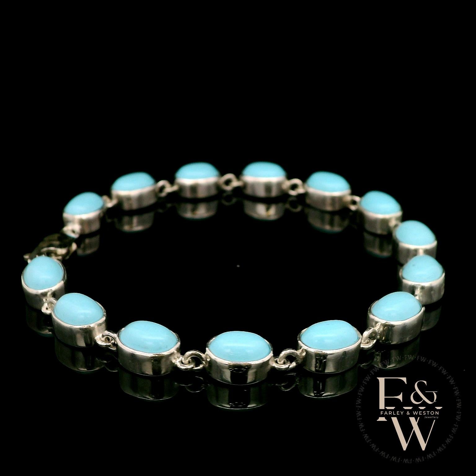 Sterling Silver Oval Turquoise Bracelet