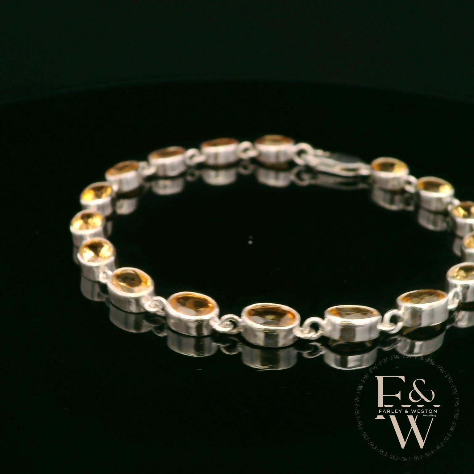 Sterling Silver Oval Citrine Bracelet