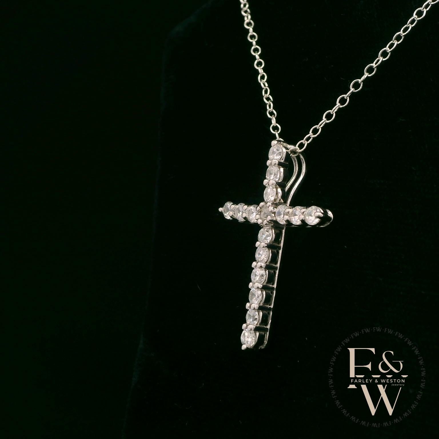 Sterling Silver White Moissanite Cross Pendant