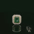 18ct White and Yellow Gold Emerald-Cut Emerald Diamond Halo Ring