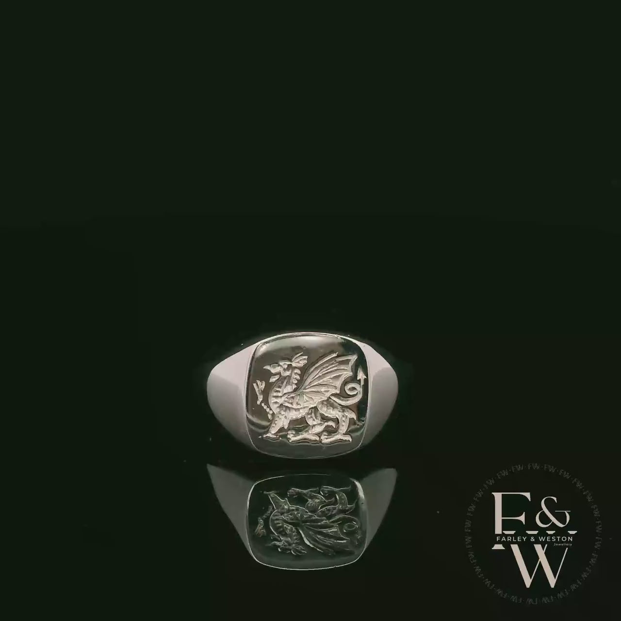 Sterling Silver Welsh Dragon Signet Ring