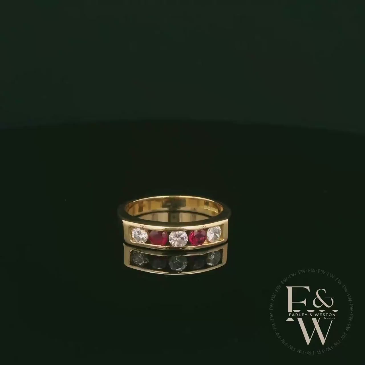 18ct Yellow Gold Round-Cut Ruby & Diamond Set Ring
