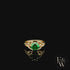 Celtic Patterned 9ct Yellow Gold Emerald CZ Single Stone Ring