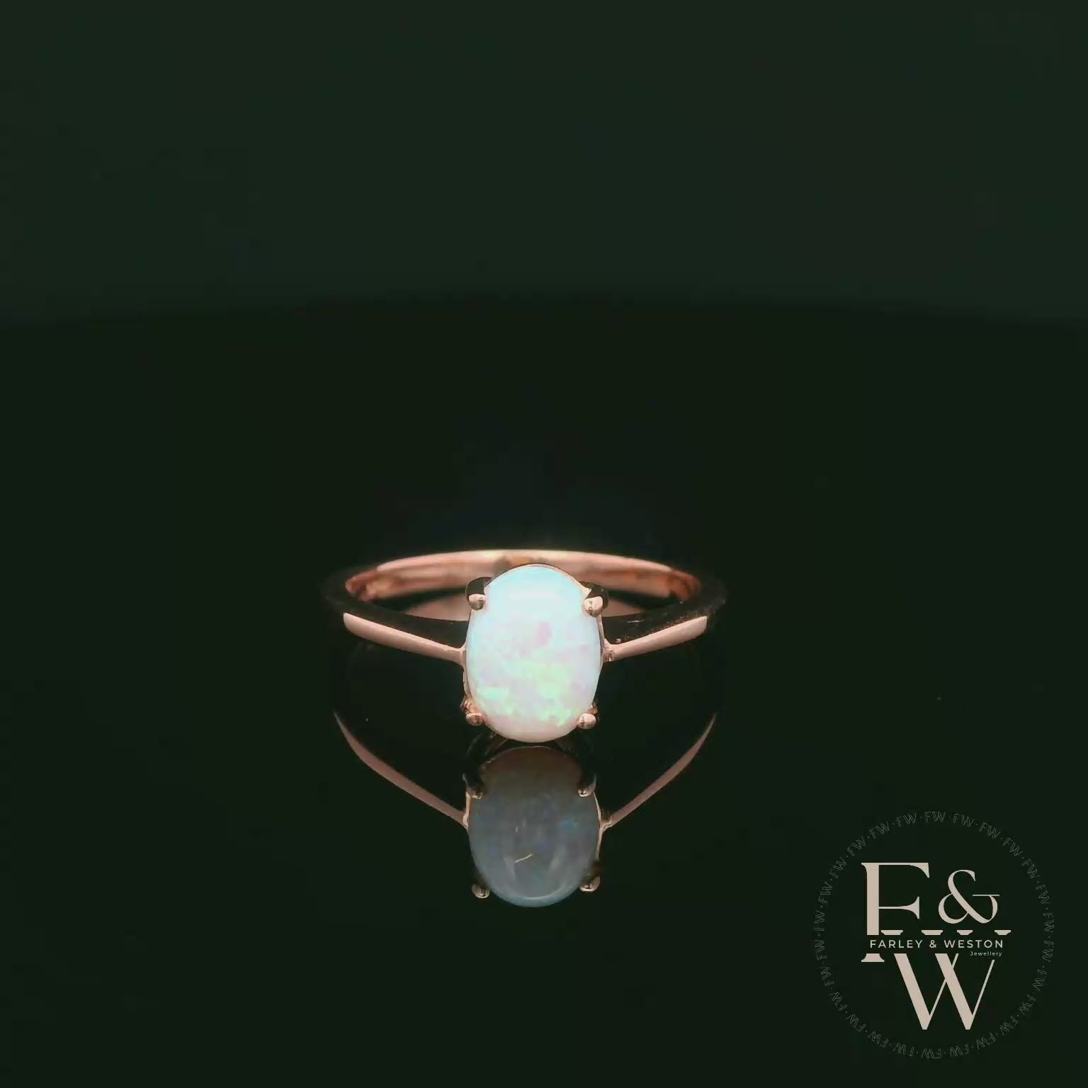 9ct Rose Gold Cultured Opal Single Stone Ring