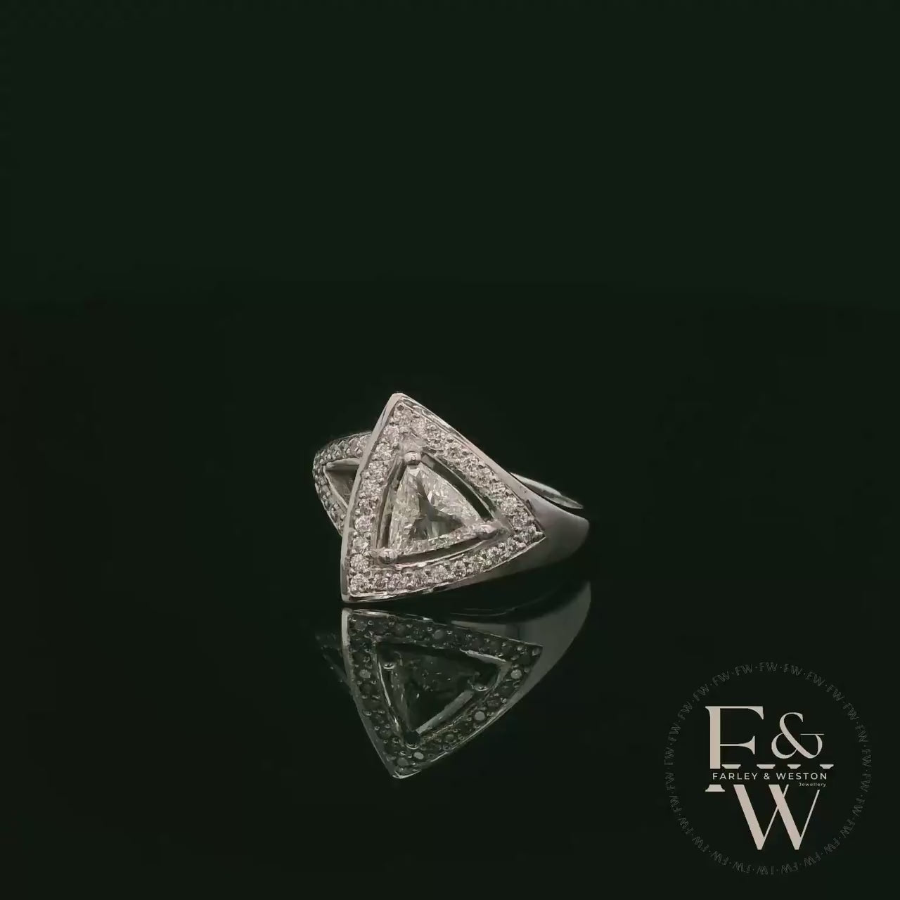 18ct White Gold Trillion-Cut Diamond Cluster Ring