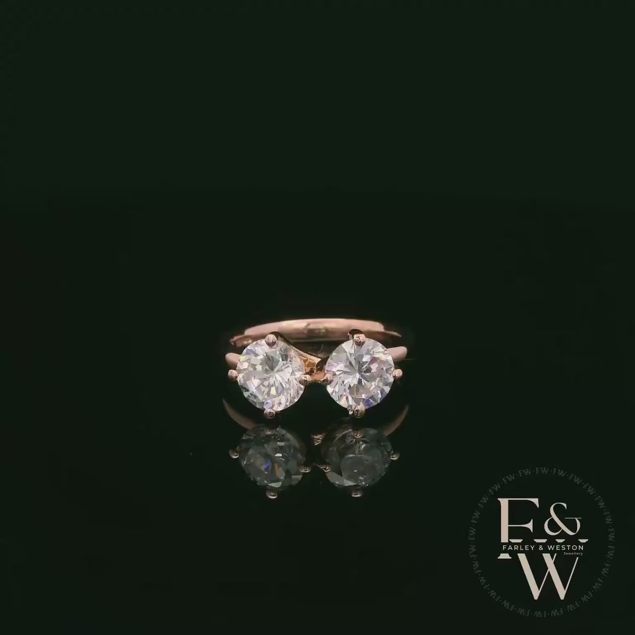 Double Moissanite & 9ct Rose Gold Ring