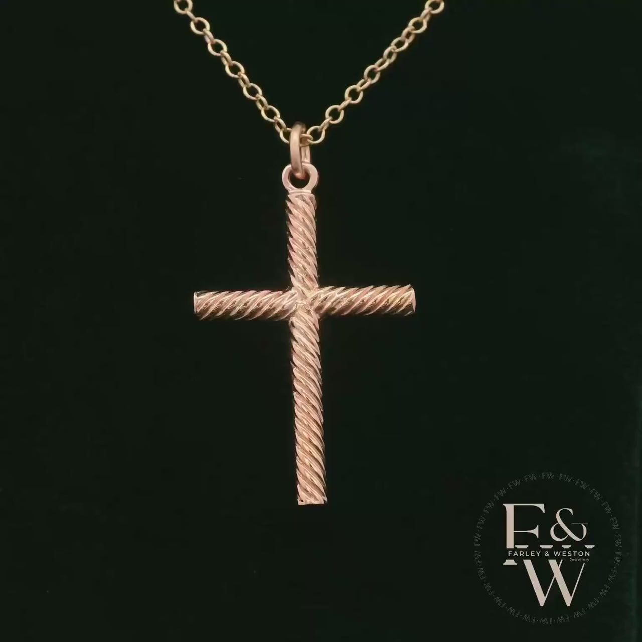 9ct Rose Gold Twisted-Cross Pendant